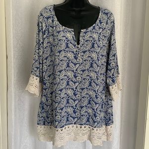 SOLITAIRE LACE TRIM TUNIC Sz: XL